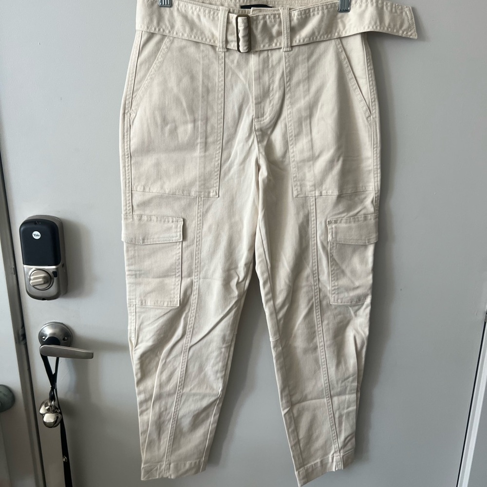 Banana Republic Cream Cargo Pants High-Waisted Relaxed Fit